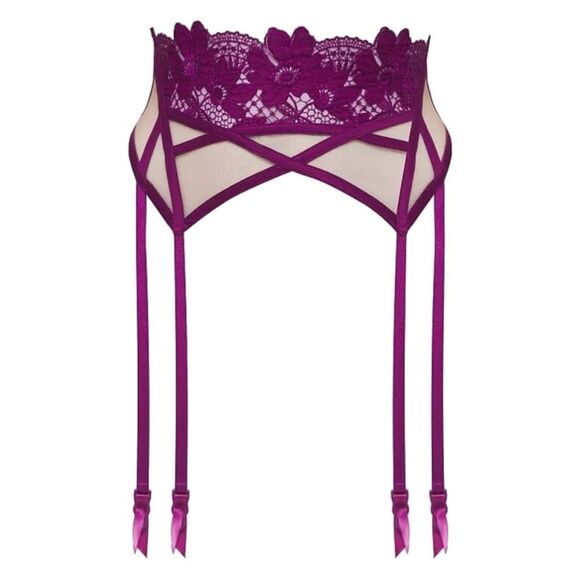 For Love & Lemons Aimee Floral Garter Belt - Size Medium - Bright Purple - Picture 2 of 8